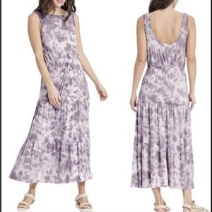 Purple Tie-Dye Sleeveless Maxi Dress